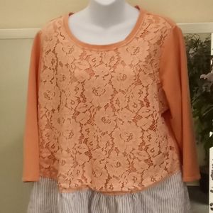 LOGO by Lori Goldstein Peach Long Sweatshi Tunic …